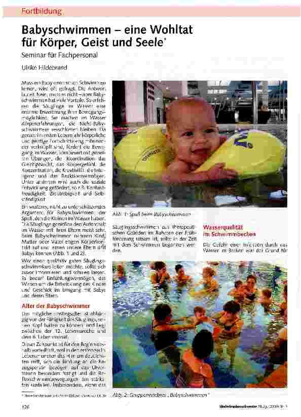Vorschauseite 1: Babyschwimmen - eine Wohltat für Körper, Geist und Seele
