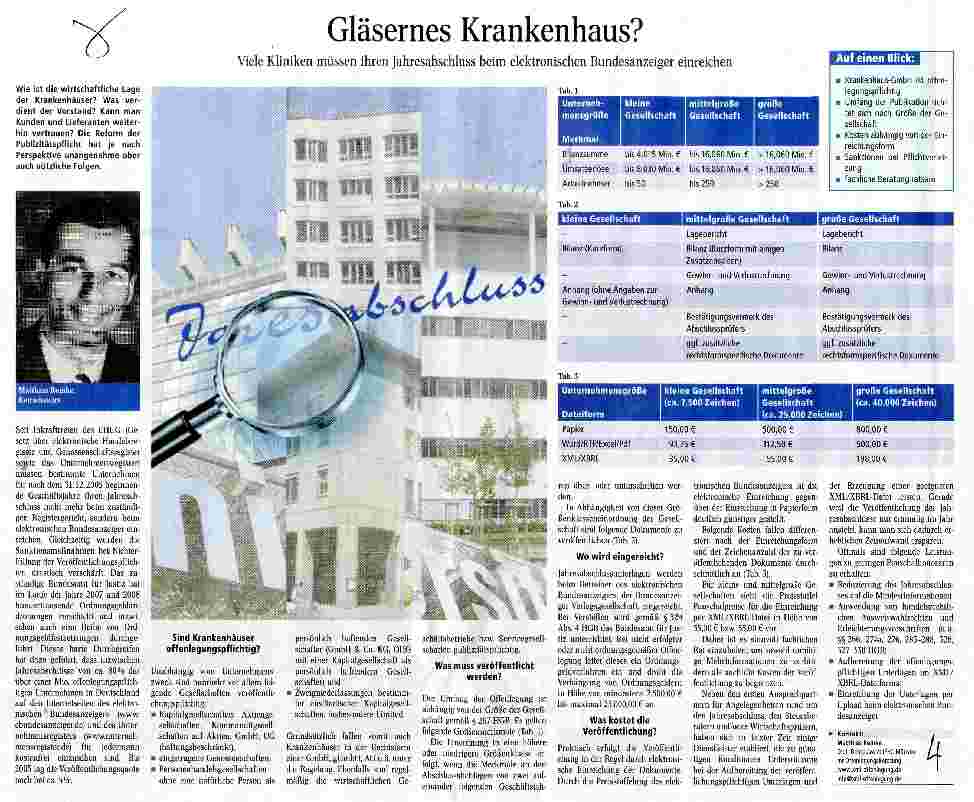 Vorschauseite 1: Gläsernes Krankenhaus?