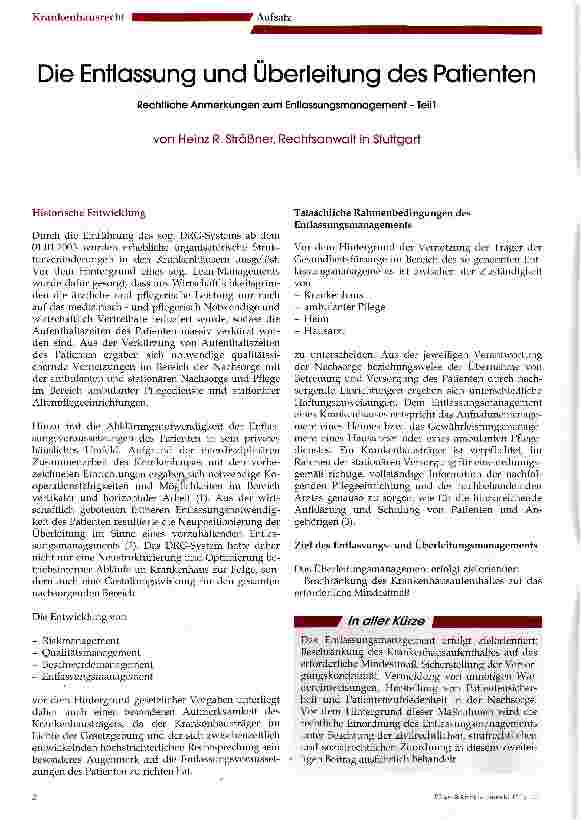 Vorschauseite 1: Die Entlassung und Überleitung des Patienten