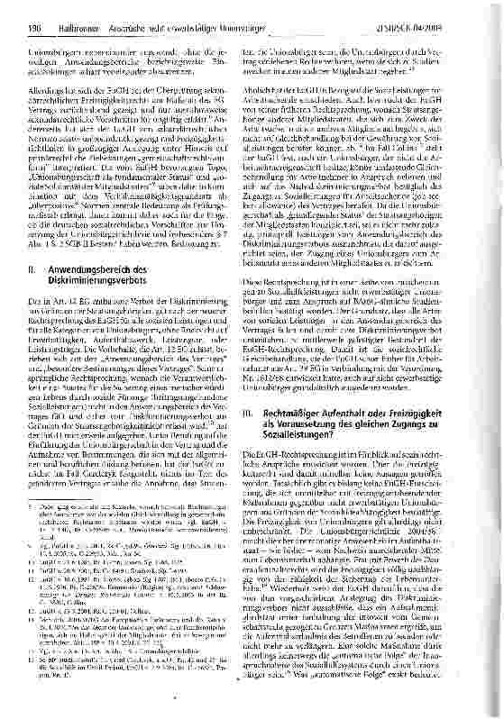 Vorschauseite 2: Ansprüche nicht erwerbstätiger Unionsbürger auf gleichen Zugang zu sozialen Leistungen