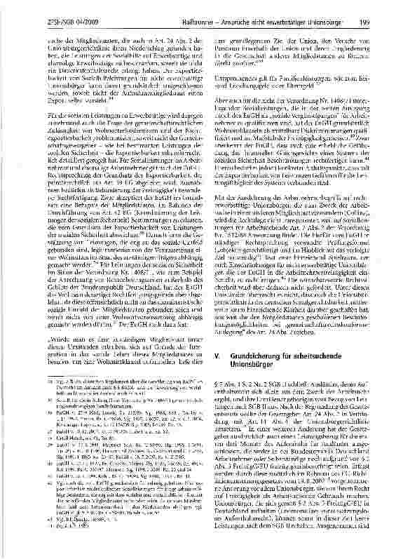 Vorschauseite 5: Ansprüche nicht erwerbstätiger Unionsbürger auf gleichen Zugang zu sozialen Leistungen