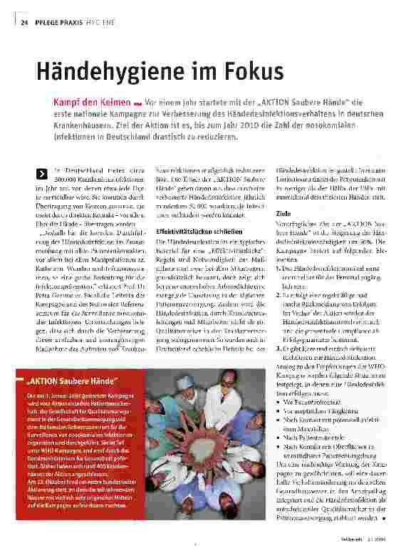 Vorschauseite 1: Händehygiene im Fokus