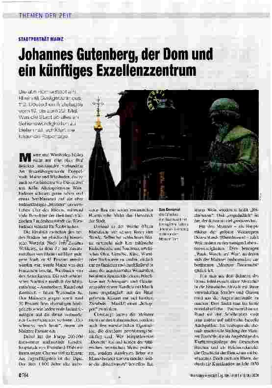 Vorschauseite 1: Johannes Gutenberg, der Dom und ein künftiges Exzellenzzentrum