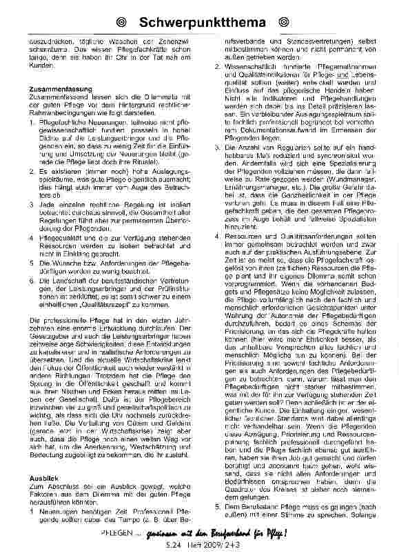 Vorschauseite 5: Das Dilemma mit der guten Pflege
