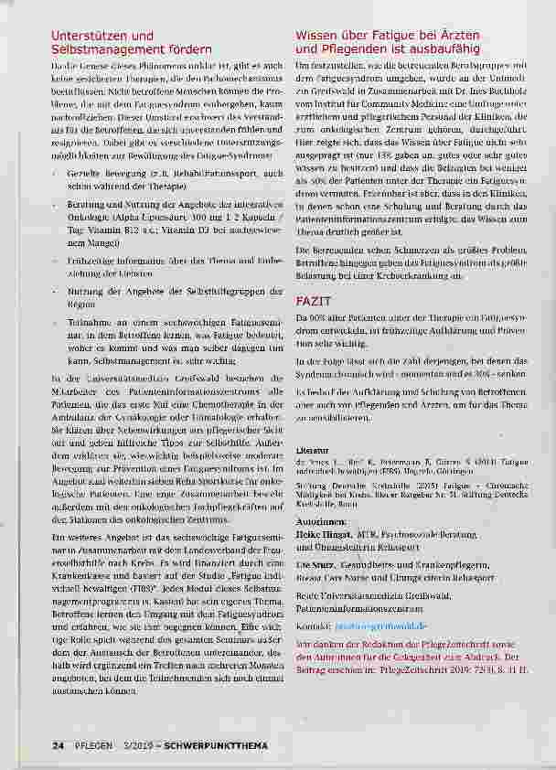 Vorschauseite 3: FATIGUE - EIN HÄUFIG UNTERSCHÄTZTES SYNDROM BEWUSSTSEIN SCHAFFEN DURCH AUFKLÄRUNG