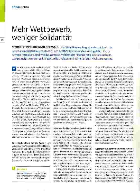 Vorschauseite 1: Mehr Wettbewerb, weniger Solidarität