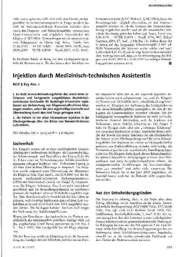Vorschauseite 1: Injektion durch Medizinisch-technischen Assistentin