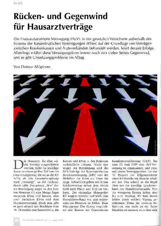 Vorschauseite 1: Rückenund Gegenwind für Hausarztverträge