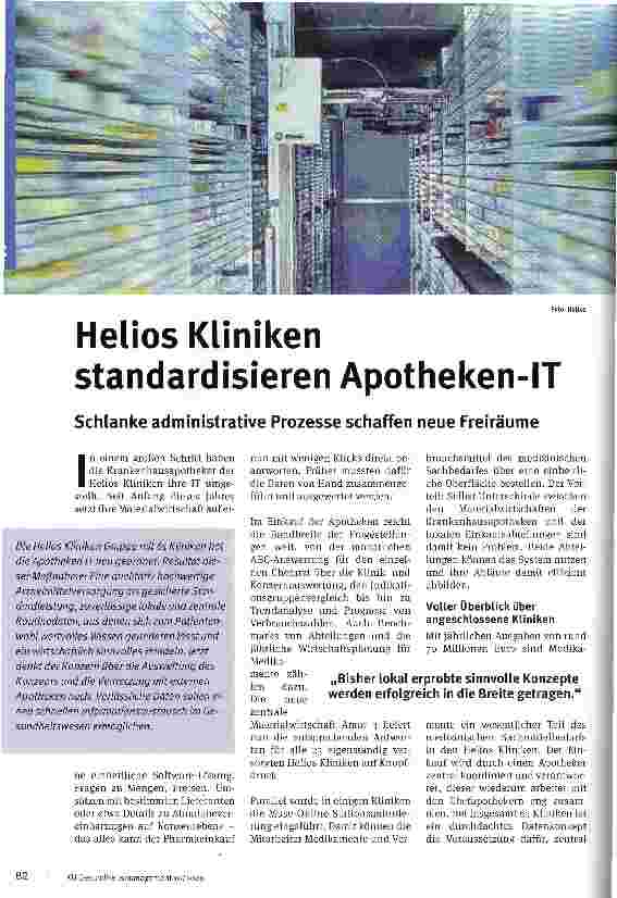Vorschauseite 1: Helios Kliniken standardisieren Apotheken-IT