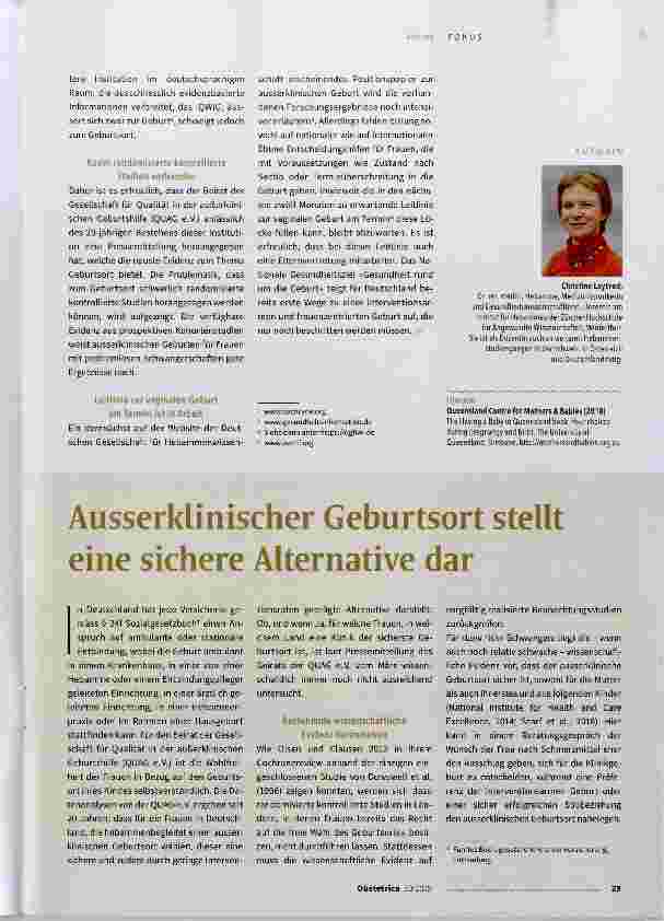 Vorschauseite 2: Worauf sollen sich Eltern bei der Wahl des Geburtsortes stützen?