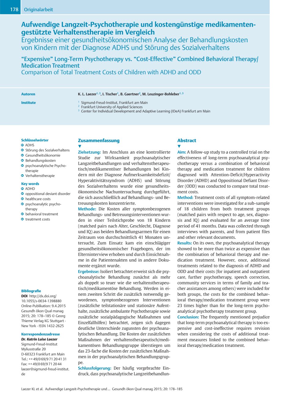 Vorschauseite 1: Aufwendige Langzeit-Psychotherapie und kostengünstige medikamentengestützte Verhaltenstherapie im Vergleich