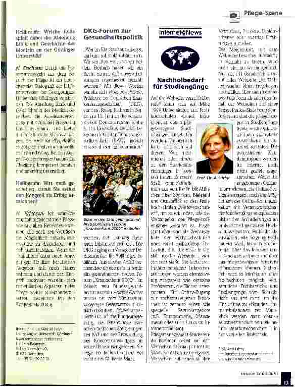 Vorschauseite 2: Die moralische Dimension der Pflege Kongreßthema in Göttingen