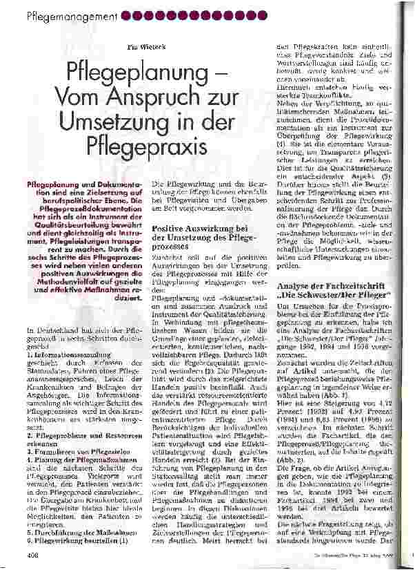 Vorschauseite 1: Pflegeplanung - Vom Anspruch zur Umsetzung in der Pflegepraxis