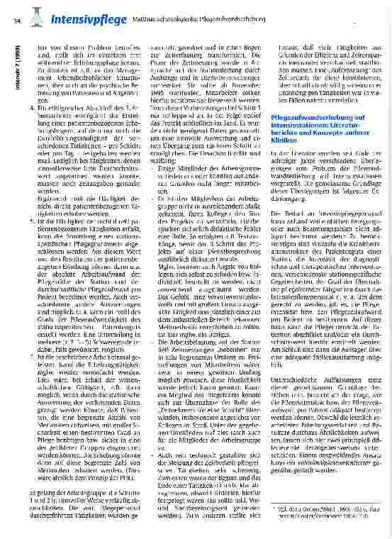 Vorschauseite 3: Pflegeaufwandserhebung im intensivstationären Bereich: Überlegungen zu einer Tübinger Erfahrung und zu relevanten Konzepten im deutschsprachigen Raum