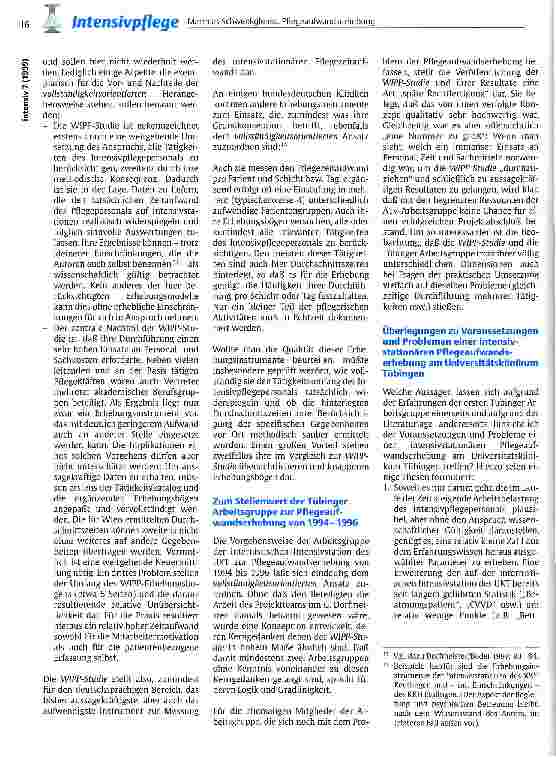 Vorschauseite 5: Pflegeaufwandserhebung im intensivstationären Bereich: Überlegungen zu einer Tübinger Erfahrung und zu relevanten Konzepten im deutschsprachigen Raum