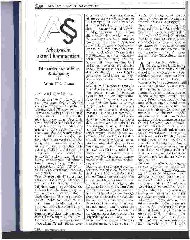 Vorschauseite 1: Die außerordentliche Kündigung