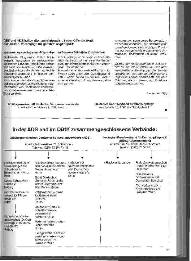 Vorschauseite 2: Positionspapier zur Situation in der Krankenpflege