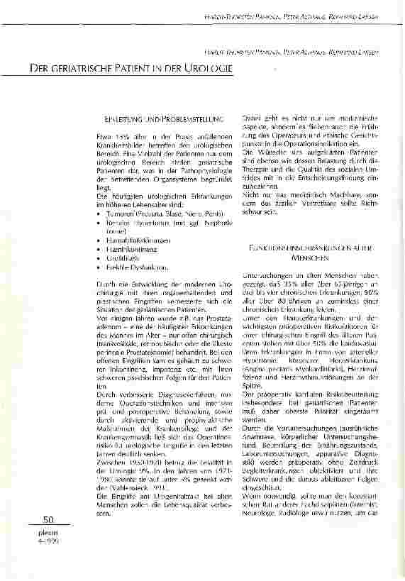 Vorschauseite 1: Der geriatrische Patient in der Urologie