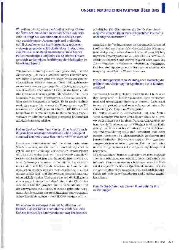 Vorschauseite 3: Fragen an die Leiterin des Konzerneinkaufs der HELIOS Kliniken, Frau Adelheid Jakobs-Schäfer