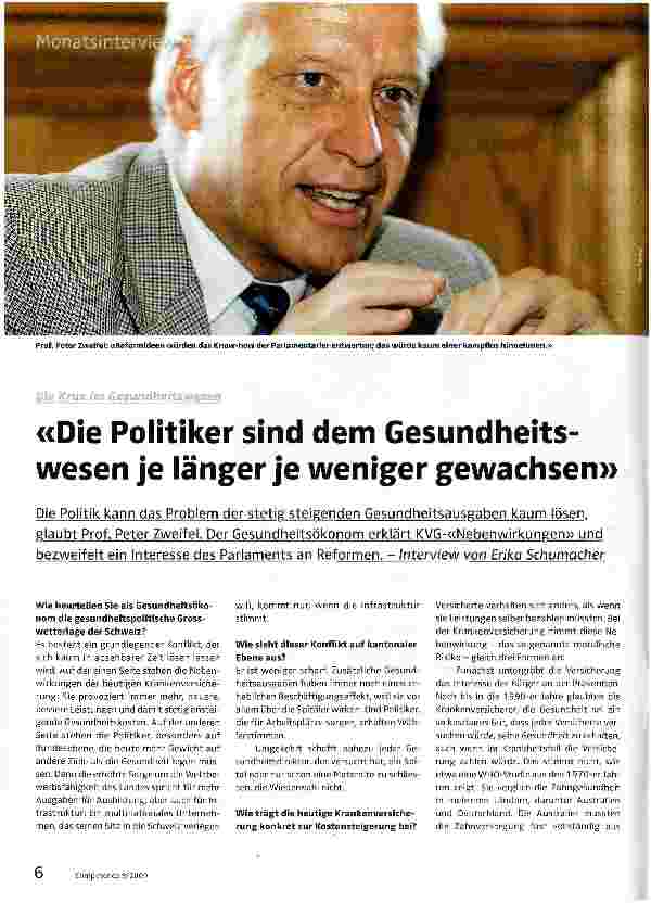 Vorschauseite 1: «Die Politiker sind dem Gesundheitswesen je länger je weniger gewachsen»