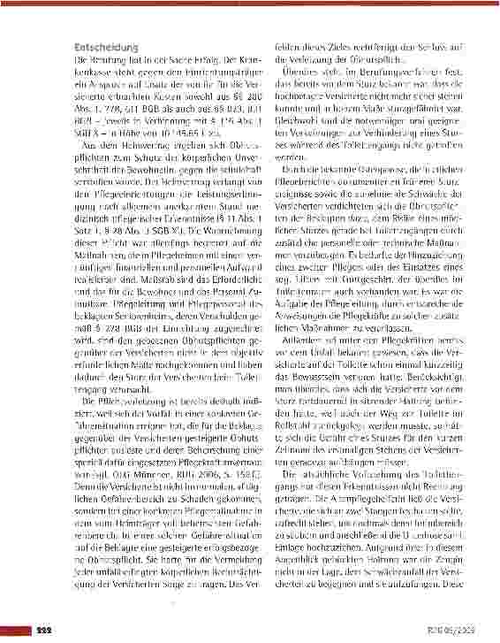 Vorschauseite 2: Haftung wegen eines Sturzes einer nicht mehr standsicheren Bewohnerin