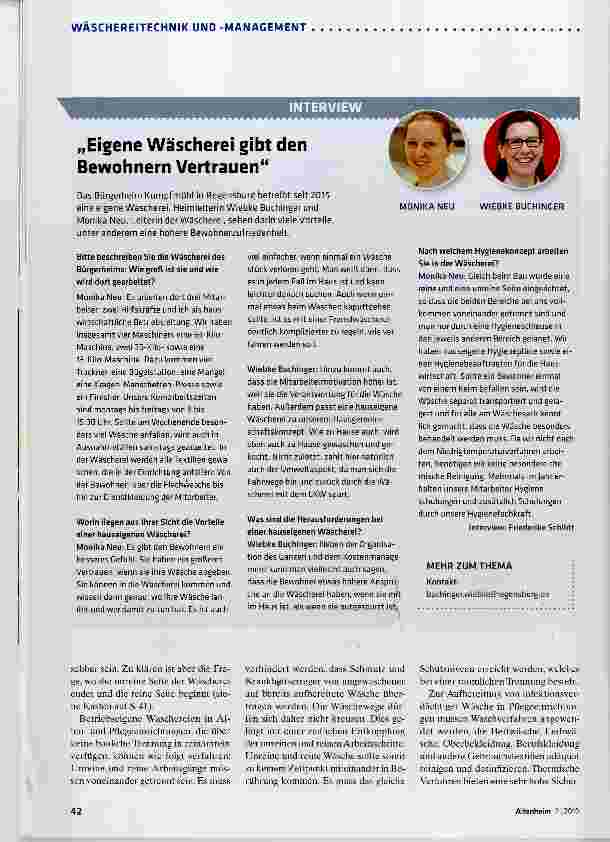 Vorschauseite 1: Eigene Wäscherei gibt den Bewohnern Vertrauen
