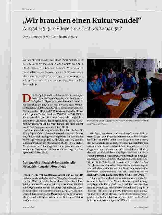 Vorschauseite 1: „Wir brauchen einen Kulturwandel“