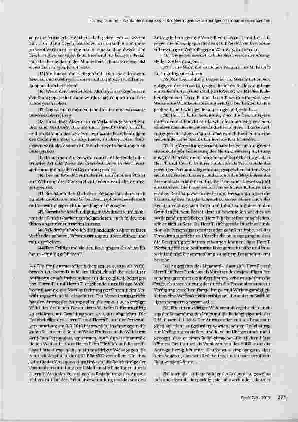 Vorschauseite 3: Wahlanfechtung wegen Redebeiträgen des vormaligen Personalratsvorsitzenden