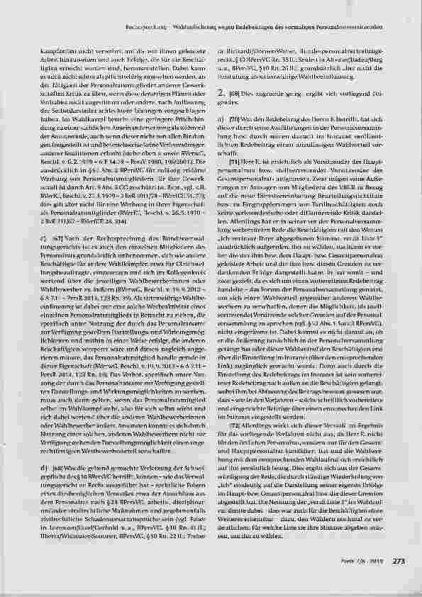 Vorschauseite 5: Wahlanfechtung wegen Redebeiträgen des vormaligen Personalratsvorsitzenden