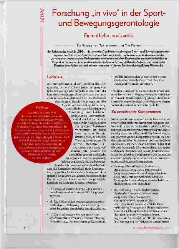 Vorschauseite 1: Forschung „in vivo“ in der Sportund Bewegungsgerontologie