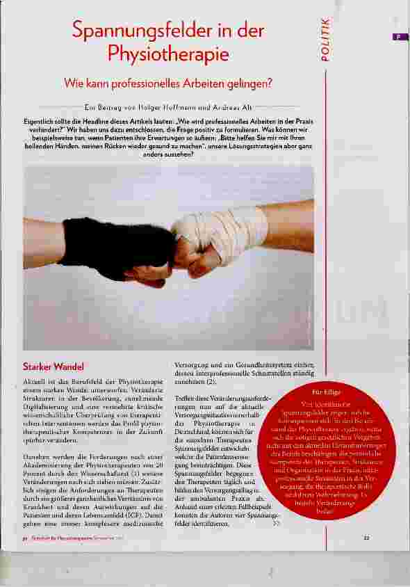 Vorschauseite 1: Spannungsfelder in der Physiotherapie