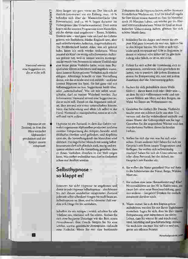 Vorschauseite 2: Stress? Nein, dank(e) Hypnose!