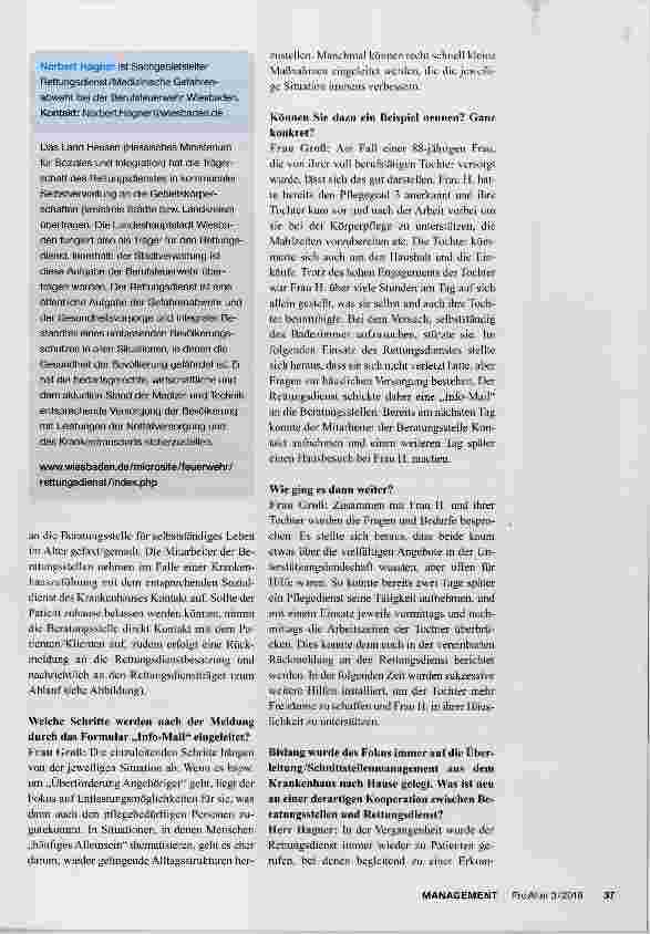 Vorschauseite 2: Kooperation zwischen Altenhilfe und Rettungswesen in Wiesbaden