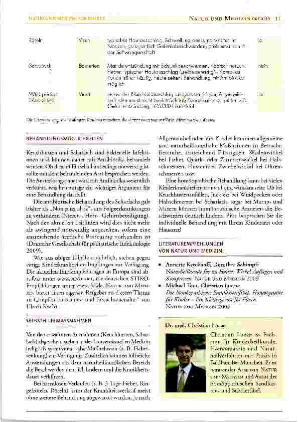 Vorschauseite 2: NATUR UND MEDIZIN fiir Kinder: Typische Kinderkrankheiten