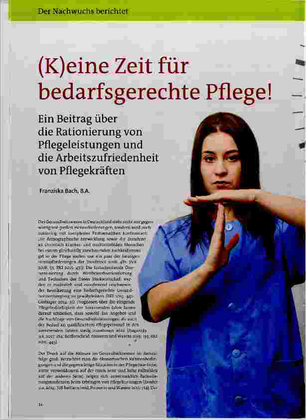 Vorschauseite 1: (K)eine Zeit für bedarfsgerechte Pflege!