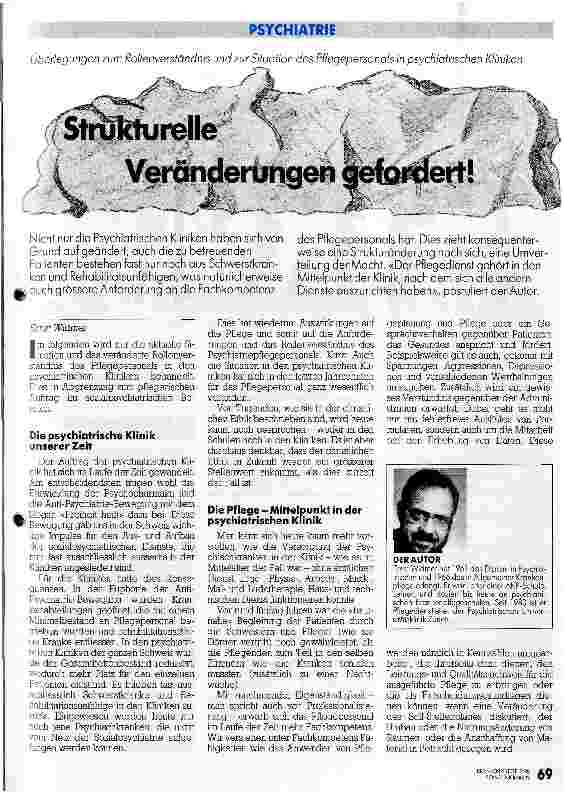 Vorschauseite 1: Strukturelle Veränderungen gefordert / Überlegungen zum Rollenverständnis u. z. Situation d. Pflegepersonals in psychiatrischen Kliniken