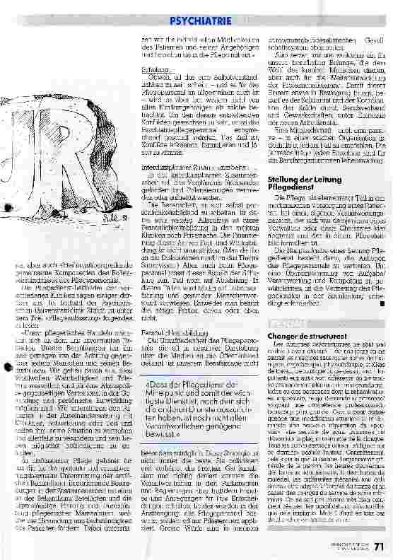 Vorschauseite 3: Strukturelle Veränderungen gefordert / Überlegungen zum Rollenverständnis u. z. Situation d. Pflegepersonals in psychiatrischen Kliniken