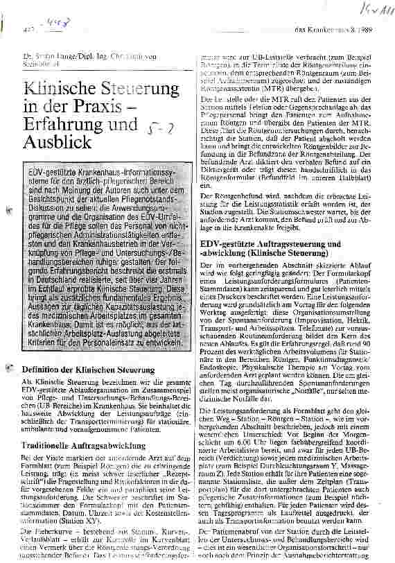Vorschauseite 1: Klinische Steuerung in der Praxis - Erfahrungen und Ausblick