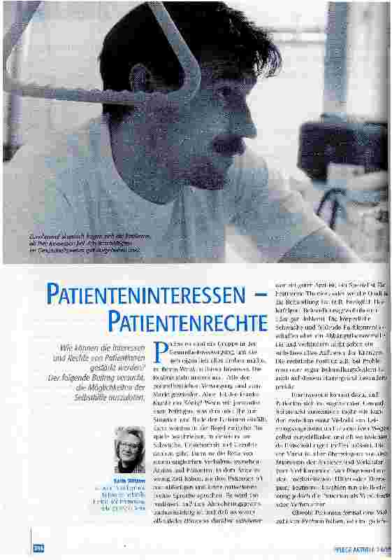 Vorschauseite 1: Patienteninteressen - Patientenrechte