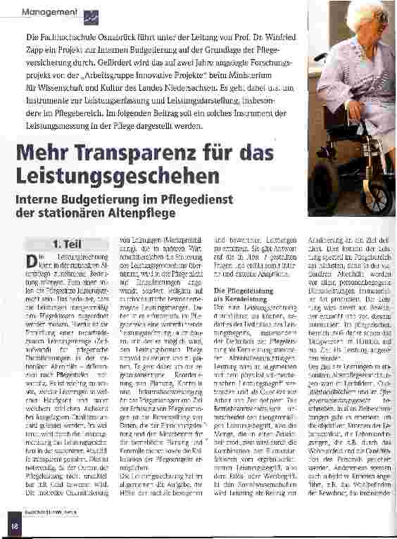 Vorschauseite 1: Mehr Transparenz für das Leistungsgeschehen