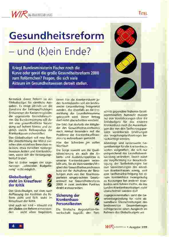 Vorschauseite 1: Gesundheitsreform und (k)ein Ende?