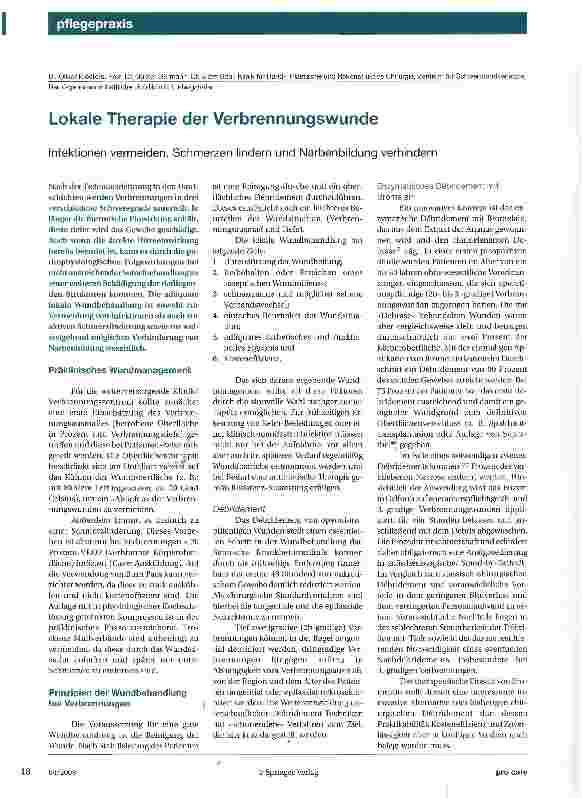 Vorschauseite 1: Lokale Therapie der Verbrennungswunde