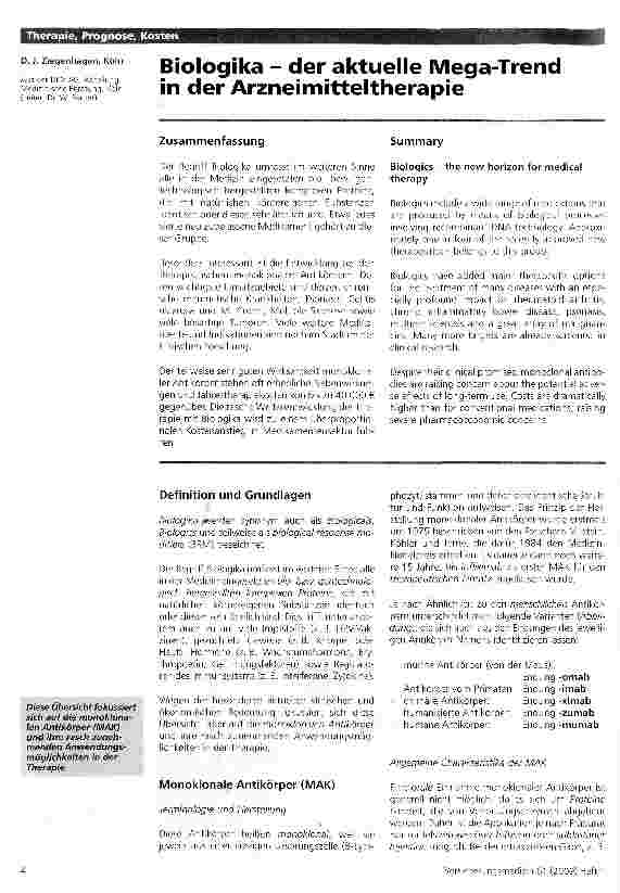 Vorschauseite 1: Biologika - der aktuelle Mega-Trend in der Arzneimitteltherapie