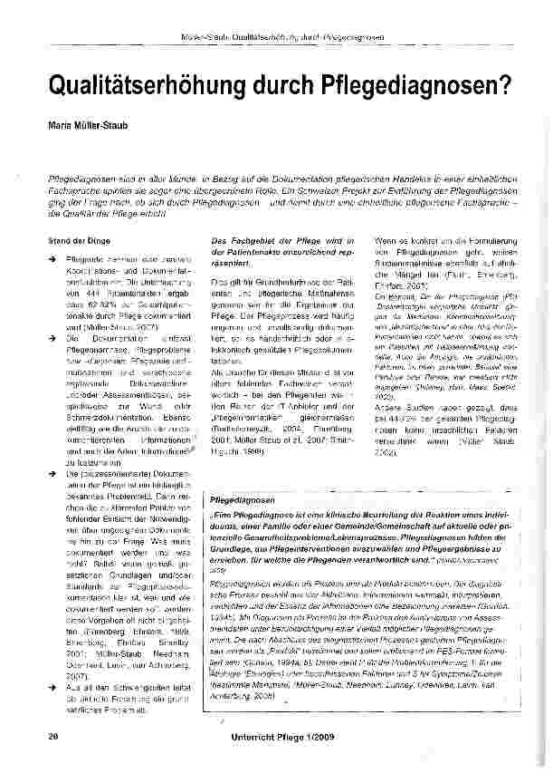 Vorschauseite 1: Qualitätserhöhung durch Pflegediagnosen?