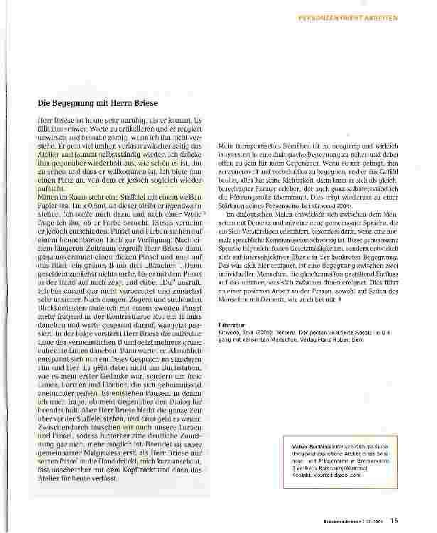 Vorschauseite 3: Personzentrierte Begleitung im kunsttherapeutischen Dialog