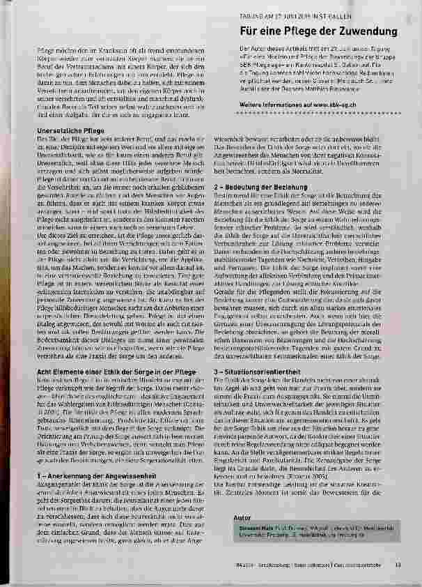 Vorschauseite 2: Pflege als Praxis der Sorge und Zuwendung