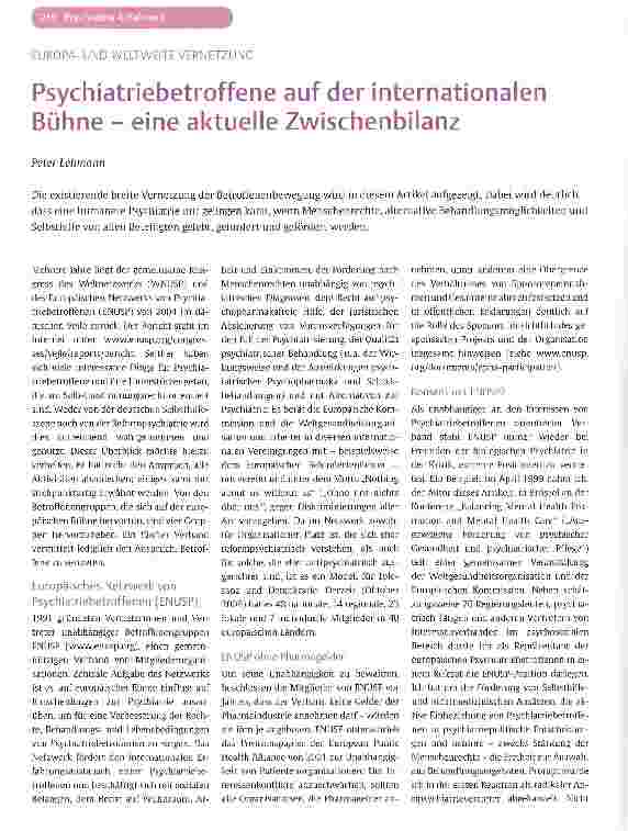 Vorschauseite 1: Psychiatriebetroffene auf der internationalen Bühne - eine aktuelle Zwischenbilanz