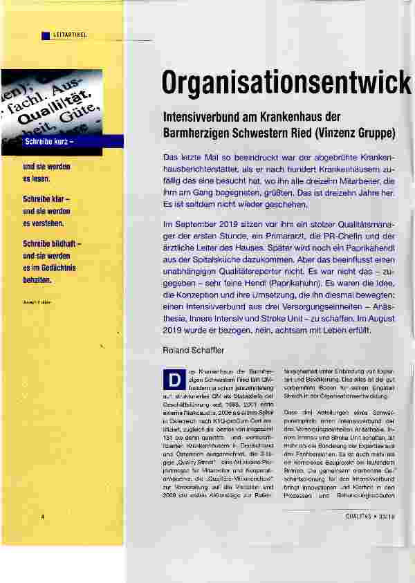 Vorschauseite 1: Organisationsentwicklung 2019