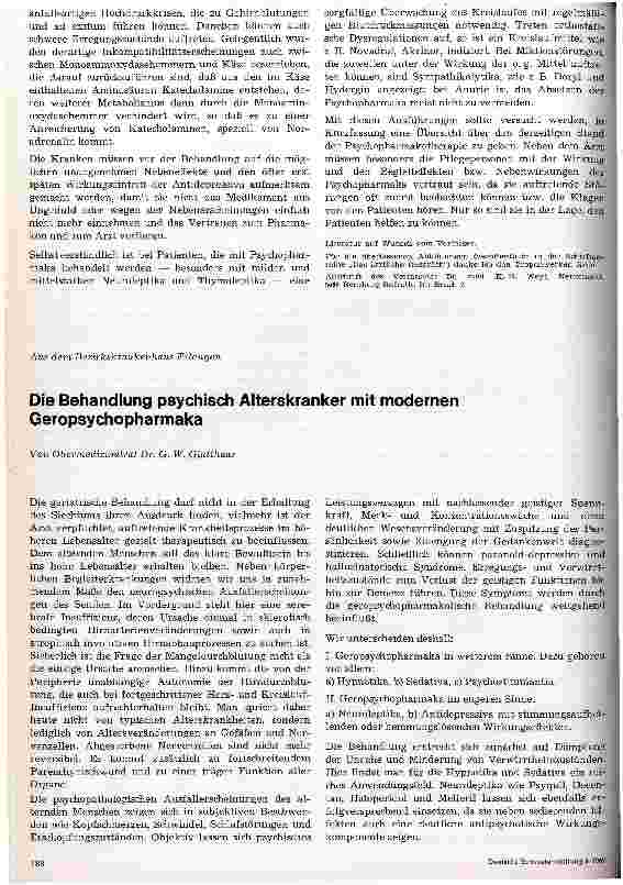 Vorschauseite 5: Zum derzeitigen Stand der Behandlung mit Psychopharmaka