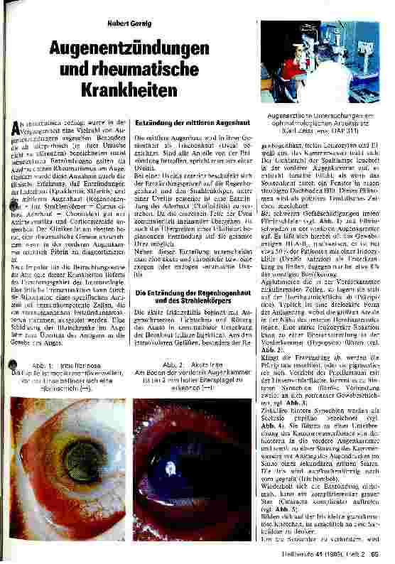 Vorschauseite 1: Augenentzündungen und rheumatische Krankheiten